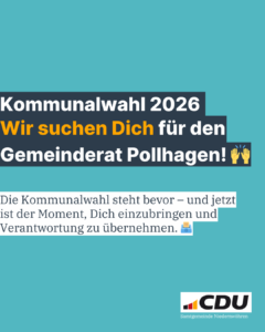 Wir suchen Dich für den Gemeinderat Pollhagen! 🙌